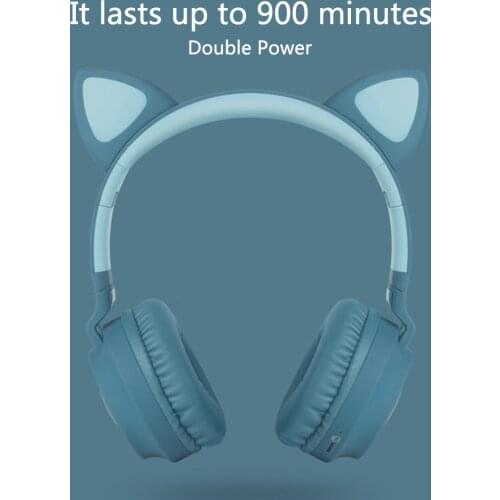Faddish Student Cute Cats Ears Head-Mounted Headset Chargeable Stereo Sound Earphones Wireless Cartoon Bluetooth Game Headset