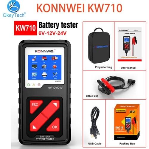 Newest KONNWEI KW710 6-36V Car Battery Tester 100-2000CCA Battery Load Tester 3.2" Screen Cranking and Charging System Tester
