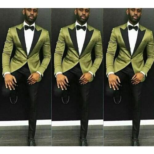 New Arrival Custom Made Groom Tuxedos Mandarin Lapel Best man Suit Groomsman/Bridegroom Wedding/Prom Suits (Green Jacket+Black P