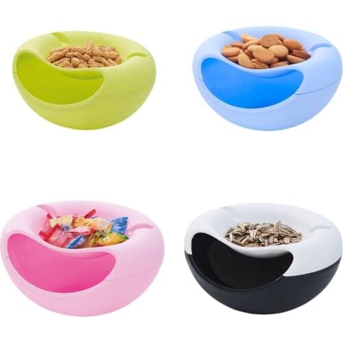 New Creative Double Layer Tray Candy Snacks Containers Dry Fruit Melon Seeds Storage Trays Box Plate Dish Box With Phone Holder