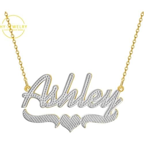 Personalized Name Necklace Stainless steel Double Gold Plated Custom Nameplate Name Necklace For Women Charm Jewelry Gifts