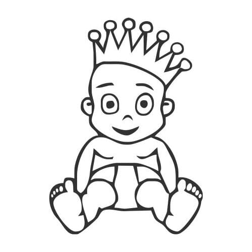Baby Wearing A Crown Smiling Vinyl Car Decals Window Door Decal Funny Waterproof FA237