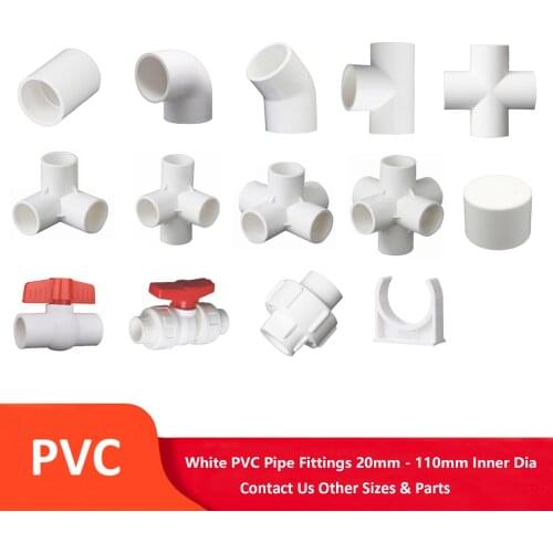Pipe Connector ID 16-110mm White PVC Pipe Fittings Plastic Joint Water Supply Pipe Parts Straight/Elbow/Equal Tee/3/4/5/6 Ways