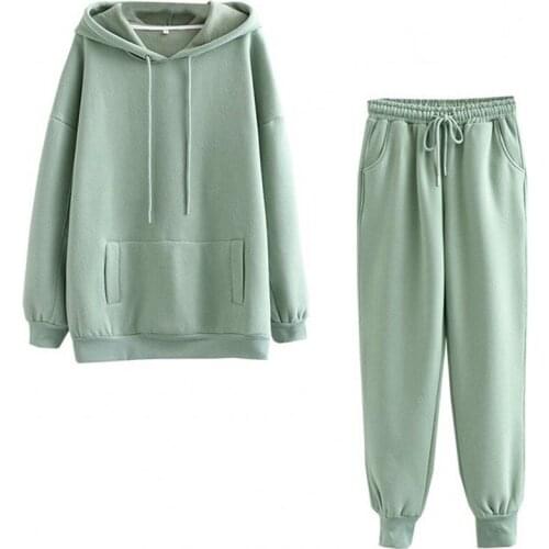 2020 Hooded Sweatshirt Suit Thick Fleece Ladies Sportswear Plus Size Pullover Two-Piece Autumn Winter New Hoodie and Pants