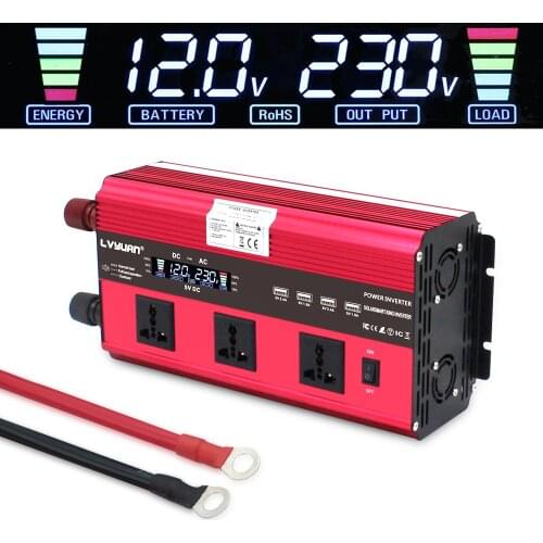 Voltage transformer LCD Display10000w power inverter DC 12 to AC 220V Converter Supply Solar Power Modified Sine Wave 4USB 4 FAN