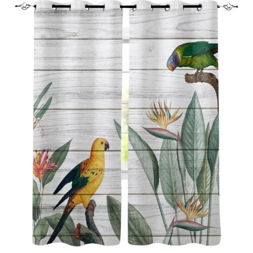 Tropical Plant Parrot Flower Window Interior Curtain Valance Door Room Drape for Kitchen Living Room Bedroom Decoration Curtains