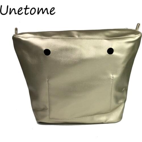Unetome Glod classic size PU Leather Inner Lining Insert with Inner Pocket for Obag Mini Lining Insert for O BAG