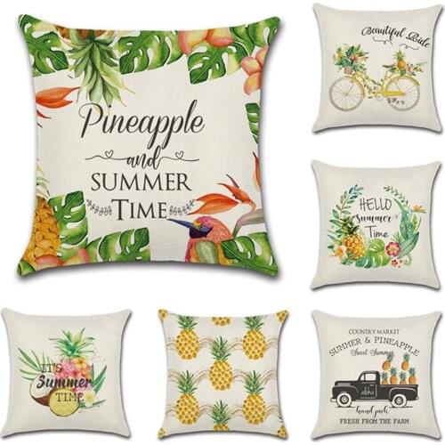 Bike truck pineapple summer farm theme 45*45cm Cushion Cover Linen Throw Pillow Car Home Decoration Decorative Pillowcase