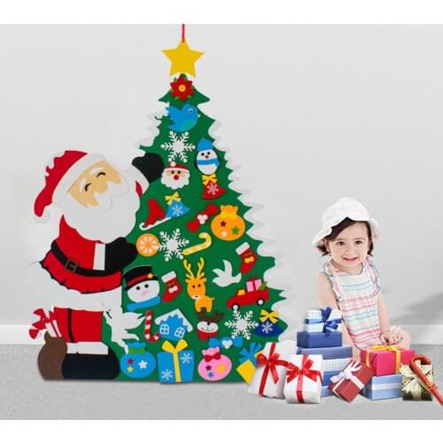 Felt Christmas Tree Set DIY Christmas Decoration For Home Navidad 2021 New Year Christmas Ornaments Santa Claus Xmas Kids Gifts