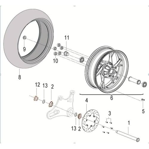 Rear wheel rear tire rear brake disk plate page of Benelli BJ600GS BJ600GS-A
