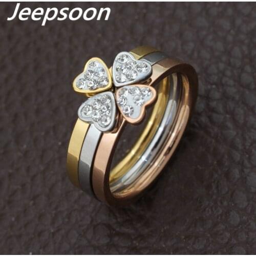 A Set Of Three Rings Wholesale Newest Fashion Jewelry Silver And Gold Color Heart Love Stainless Steel Rings For Women RFFDAGAJ