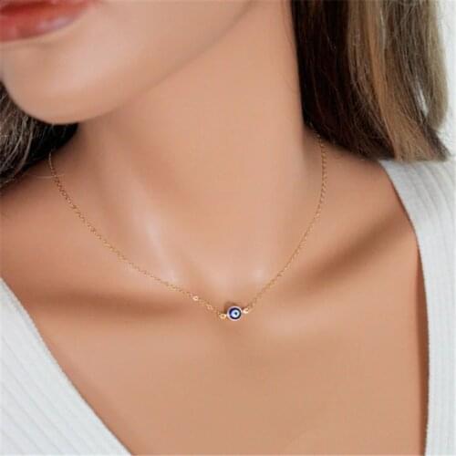 LUSION Simple Turkey Blue Eyes Pendant Necklace For Women New Bijoux Maxi Statement Necklaces Collier Fashion Choker Jewelry