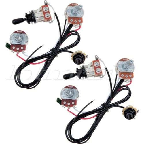 Kmise Two Pickup Guitar Wiring Harness 500K 3 Way Toggle Swtich Black-Great with Humbuckers Pack of 2