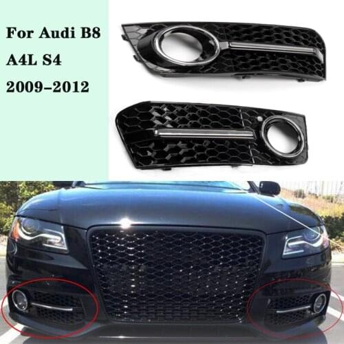 1 Pair Fog Light Cover Grille Grill For Audi A4 B8 RS4 2009-2012 Car Front Bumper Racing Grills Car Accessories