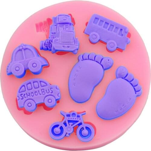 1Pcs Car Bicycle Silicone Mold Baby Feet Fondant Cake Decoration Chocolate Tools Kitchen Baking Accessories DIY Mold