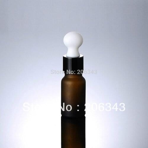 10ml brown frosted bottle with black collar big white bulb ,glass dropper ,for cosmeticl packaging
