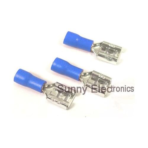 1000 pcs 4.8mm Blue FEMALE INSULATED ELECTRICAL SPADE CONNECTOR TERMINALS,WIRING,CRIMP 16-14 AWG free shipping