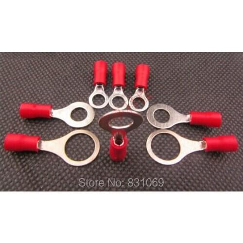 1000pcs/Lot RV1.25-6 Red 22-16 AWG 0.5-1.5mm2 Insulated Ring Terminal Connector