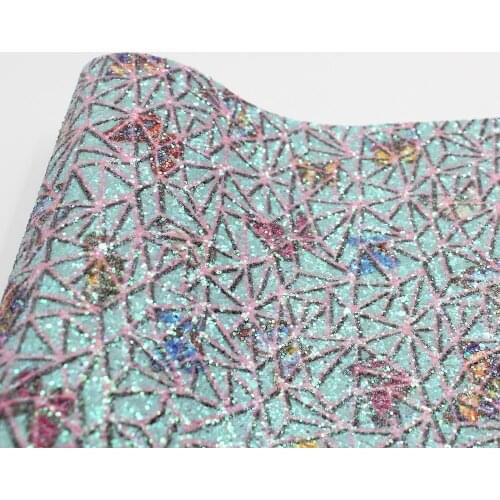 12.2" x 8.2" LS426 Printed Glitter Leather Vinyl Fabric with Soft Color Matching Backing for Accessories Bows DIY Shoes Bags