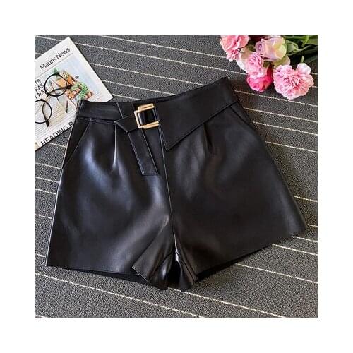 2021FW Fashion High Quality Women Sheepskin Genuine Leather Shorts Pants For Female 5 Color
