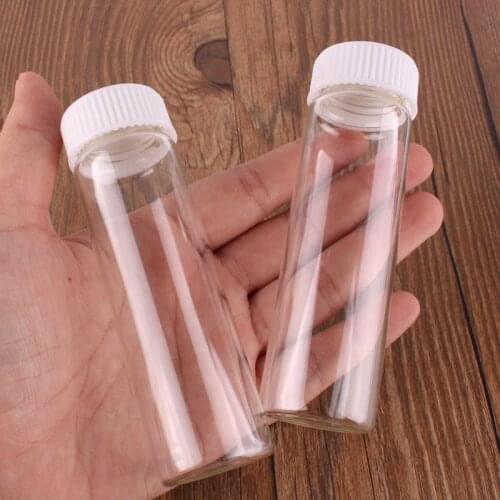 24pcs 30*100mm 50ml Transparent Glass perfume Spice Bottles with White Plastic Screw Cap Tiny Jar Vials DIY Craft