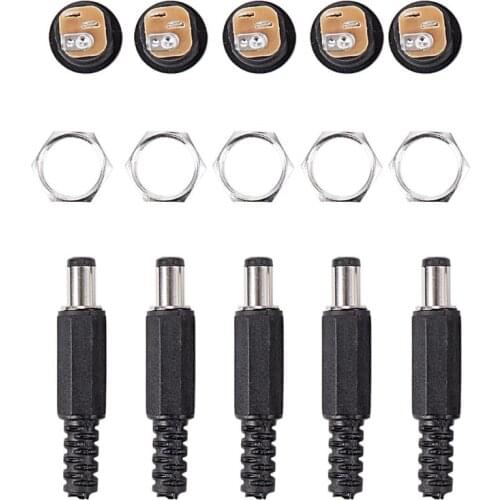 5.5X2.1mm 5pcs DC Female Jack + 5pcs Socket Connector Black CNIM Hot