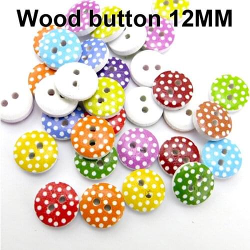 100PCS Painting Wooden Dot Shirt Buttons 12MM Sewing Clothes Boots Coat Accessory Garment Decoration Sweater Button MCB-1016