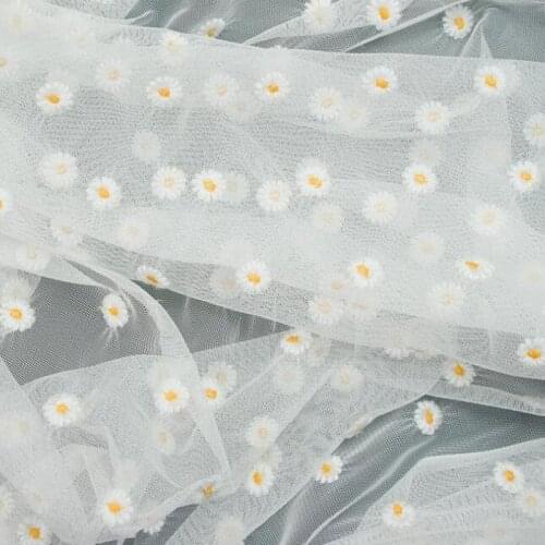 White, Pink, Black, Beige, Blue, Yellow,daisy Embroidered Tulle Lace Fabric For Chilrens Dresses And Skirts, By The Yard