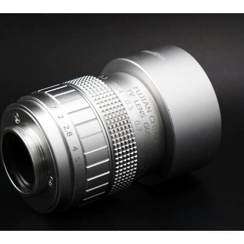 Silver 35mm f1.7 CCTV Lens and Hood for Sony E-Mount NEX-5 A5100 A6000 A6300