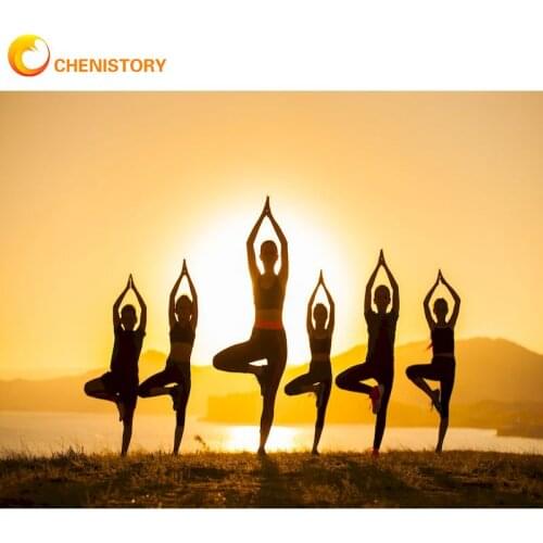 CHENISTORY Women Yoga Figure Oil Painting By Numbers Hand Painted Diy Framed Acrylic Digital Picture By Number Home Wall Arts