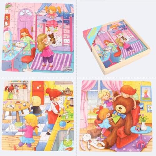 Childrens Early Learning Toys Three-in-One Puzzle Hardcover Dinosaur Puzzle Cute Cartoon Wooden knick-knack