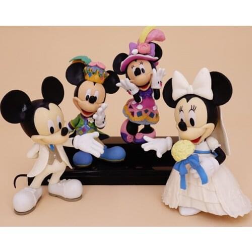 5pcs/lot Disney Action Figure Mickey Mouse Minnie Princess Donald Duck Kawaii Doll Wedding Party Gift Cake Deco 12CM