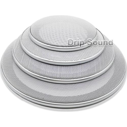 For 4"/5"/6.5"/8" inch Car Audio Speaker Conversion Net Cover Decorative Circle Metal Mesh Grille Protection #Silver+White
