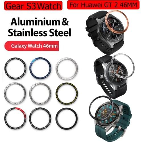 For Samsung Galaxy Watch 46mm /Gear S3 Frontier Classic Steel Bezel Ring Metal Cover Case For Huawei Watch GT 2 46mm Strap