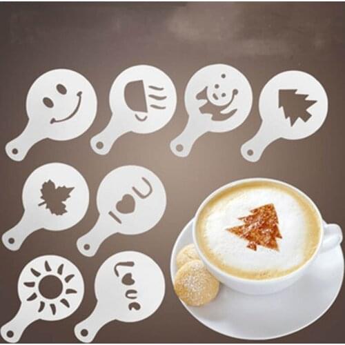 Cappuccino Mold Fancy Coffee Printing Model Foam Spray Cake Stencils Powdered Sugar Chocolate Cocoa Coffee Printing Assembly
