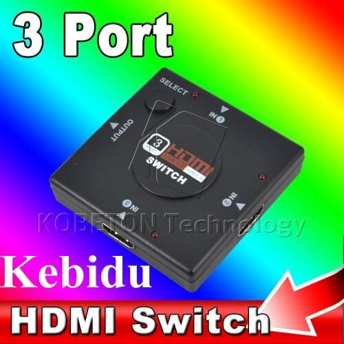 Kebidu New Full HD Mini V1.4 HDMI-compatible Port 3 Port Splitter HDMI-compatible Switch Switcher for HDTV 1080P Vedio