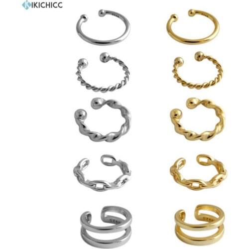 Kikichicc 925 Sterling Silver 2020 Rock Punk Simple Ear Cuffs Earring No Piercing Clips Earring Rock Punk Luxury Jewelry