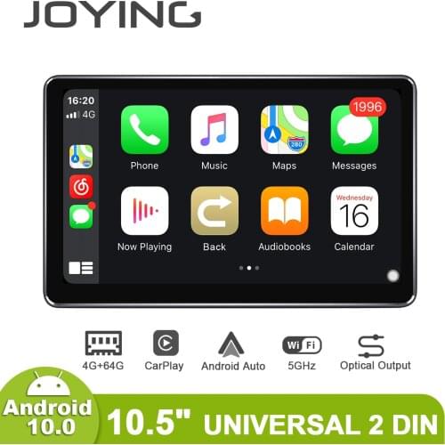 Joying Radio 2 din Car Stereo 10.5” Universal Central Multimedia Player Head Unit Autoradio Bluetooth Android Auto & CarPlay 4G