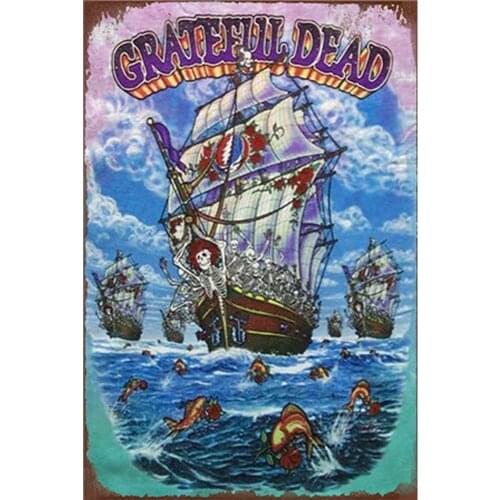 Nave Pirata Tiger per Sticker Grateful Dead Wall Tin Sign Retro Iron Poster Painting Plaque Metal