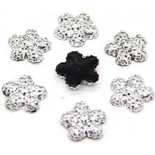 Fashion Resin 40PCS Sliver Color Resin 12MM Five Flowers Flatback Crafts Appliques/ DIY Crafts Hotsale