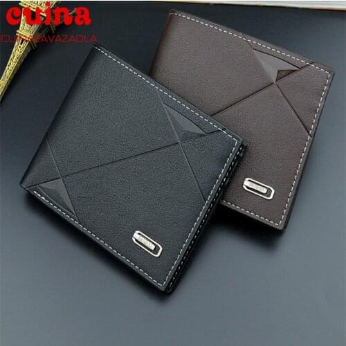 Fashion Leather Wallet Men Clip Cowhide Wallet Men Brand Coin Wallet Small Clutches Mens Purse Coin Pouch Short Men Wallet