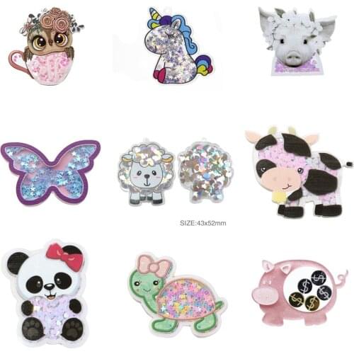 Cartoon Animal Owl Dinosaurs Panda Pattern Quicksand Acrylic Planar Resin DIY For Bows Hair Jewelry Accessories Crafts,1Yc17906