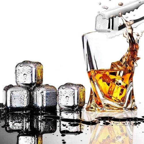 Stainless Steel Ice Cubes Frozen Mold Set , Reusable Chilling Stones for Coffee Drink Whiskey Wine, Keep Your Drink Cold Longe