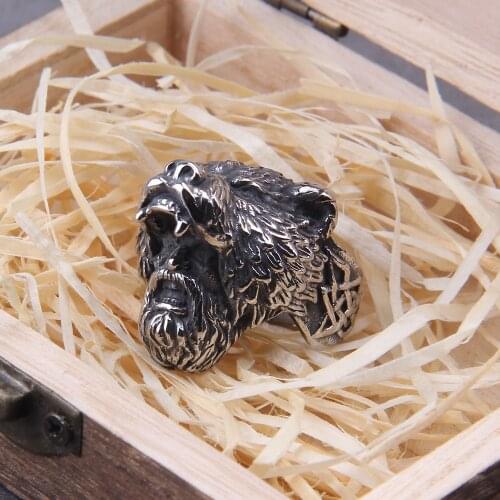 Never Fade 316 Stainless Steel Unique Viking Bear Head Animal Ring Punk Mens Ring Fashion Jewelry