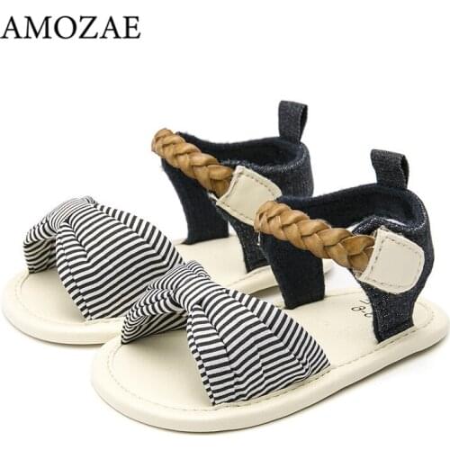 Baby Girls Shoes Canvas Bow First Walkers Sandals Summer Baby Shoes For Newborn Prewalkers Soft Sole PU Toddler Moccasins