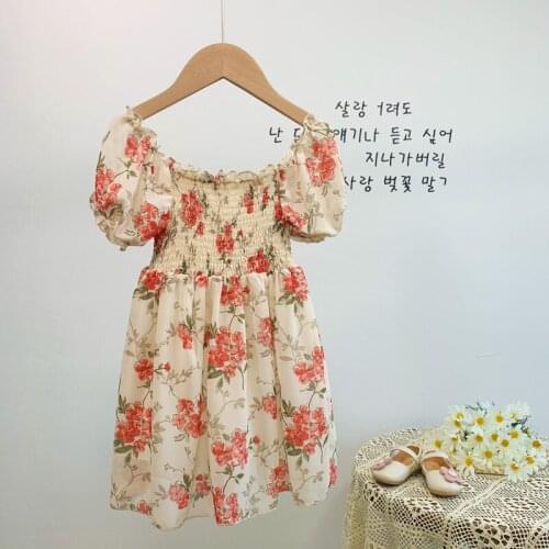 Mihkalev Pattern Floral Kids Dresses For Girls Shoulderless Princess Dress Children Party Tutu Dress Baby Girls Clothing vestido