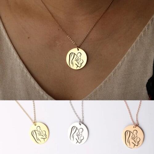 Mothers Day Love Necklace Gifts, Mother Baby, New Mom, Maternity Necklace Mom Stainless Steel Chain Jewelry Gifts for Her