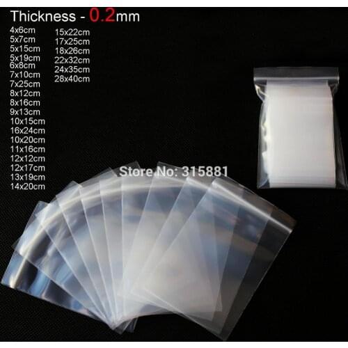 Transparent Zip Lock Plastic Bags Jewelry Packaging Bag Self Sealing Zipped Lock Reclosable Poly Bag Thickness 0.2mm
