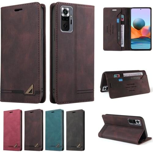 Luxury Magnetic Flip Leather case For xiaomi Redmi Note 10 10S Wallet card cover For Redmi Note 10 pro max silicone case