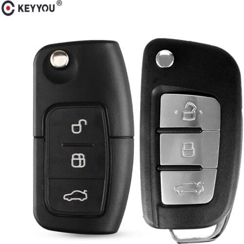 KEYYOU Folding Key Cover Remote Case for Ford Fiesta Focus 2 Ecosport Kuga Escape C Max Ka 3 Buttons Flip Key Fob HU101/FO21